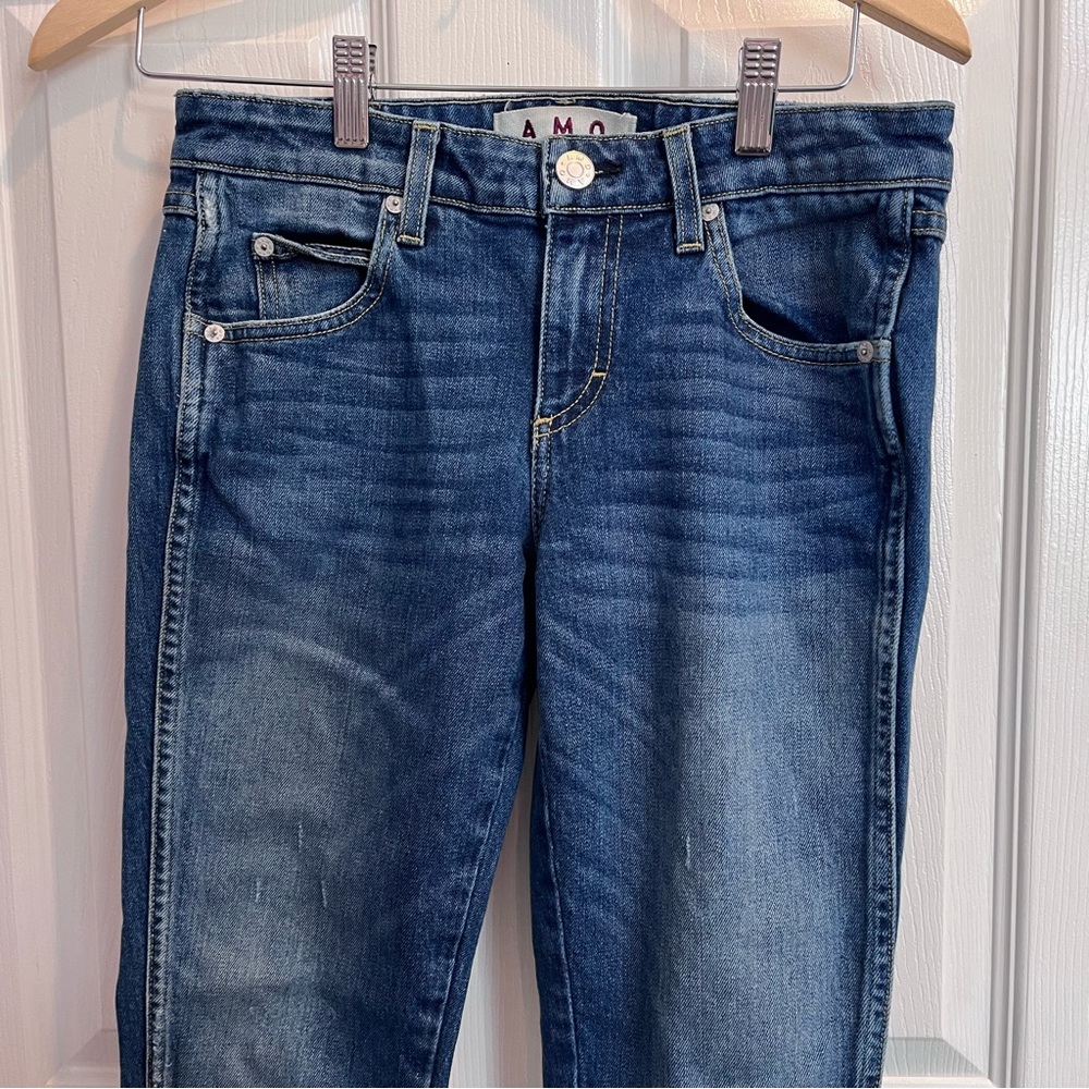 AMO 26x27” Twist Zip Skinny in Sapphire - Blue Skinny Ankle Zip Jeans - Picture 5 of 10